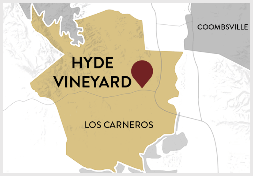 location of Hyde Vineyard in Los Carneros AVA