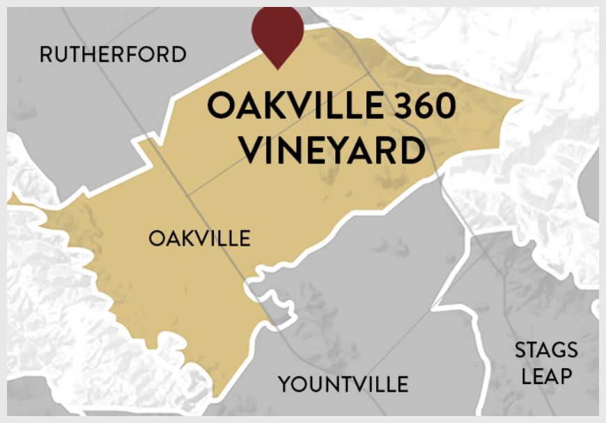 location of Oakville 360 Vineyard in Oakville AVA