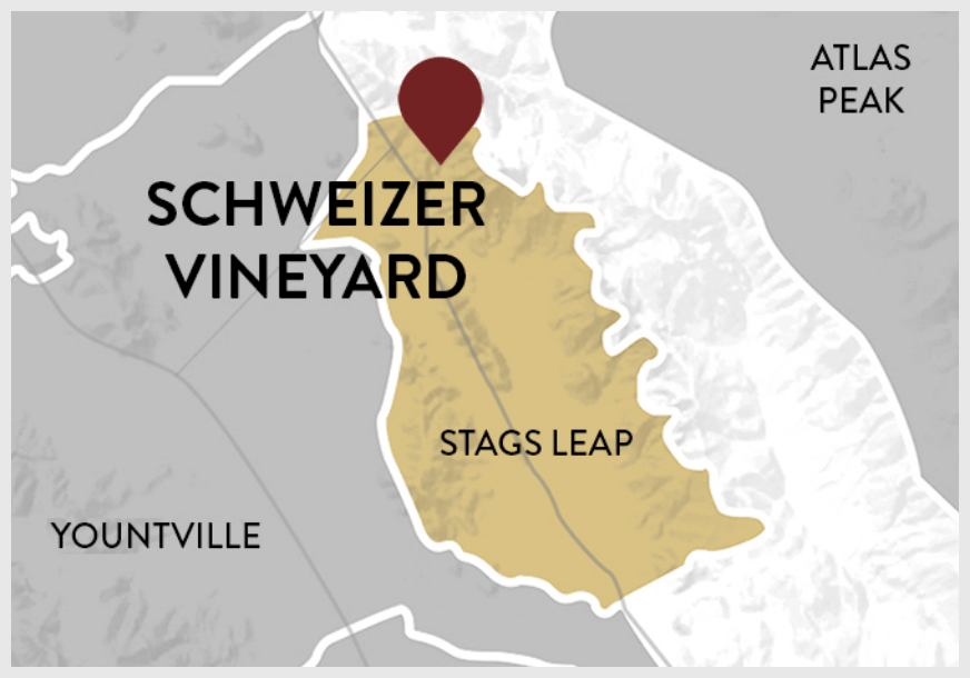 location of Schweizer Vineyard in Stags Leap District AVA