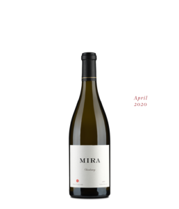 Bottle of Mira Chardonnay Hyde Vineyard with the tentative release date of April 2020